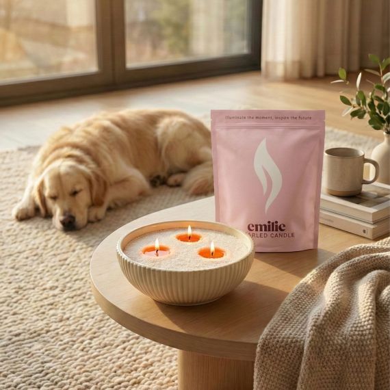 Unscented Pearled Candle - Emilie Candle