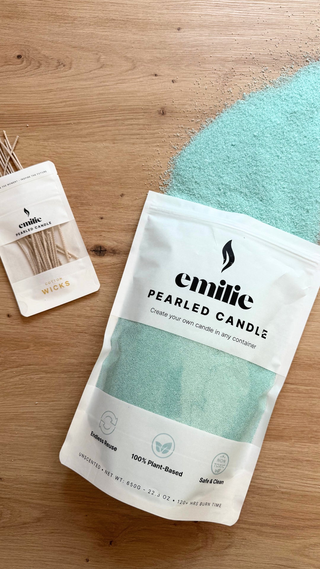 Scented and unscented pearled candles