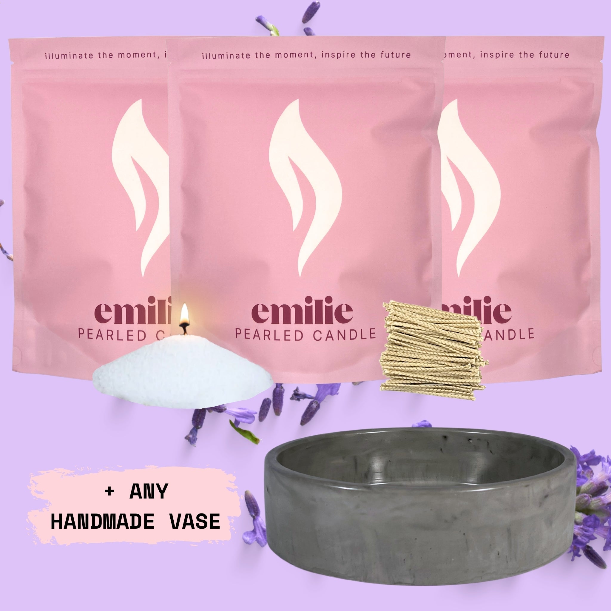 Set & Save - 3kg Pearled Candle + Handmade Vase
