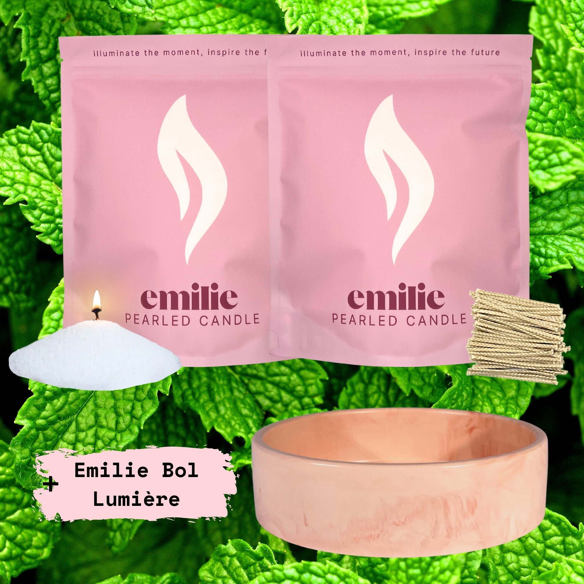 Peppermint 1kg + 1kg of Your Choice Pearled Candles + Emilie Bol Lumière