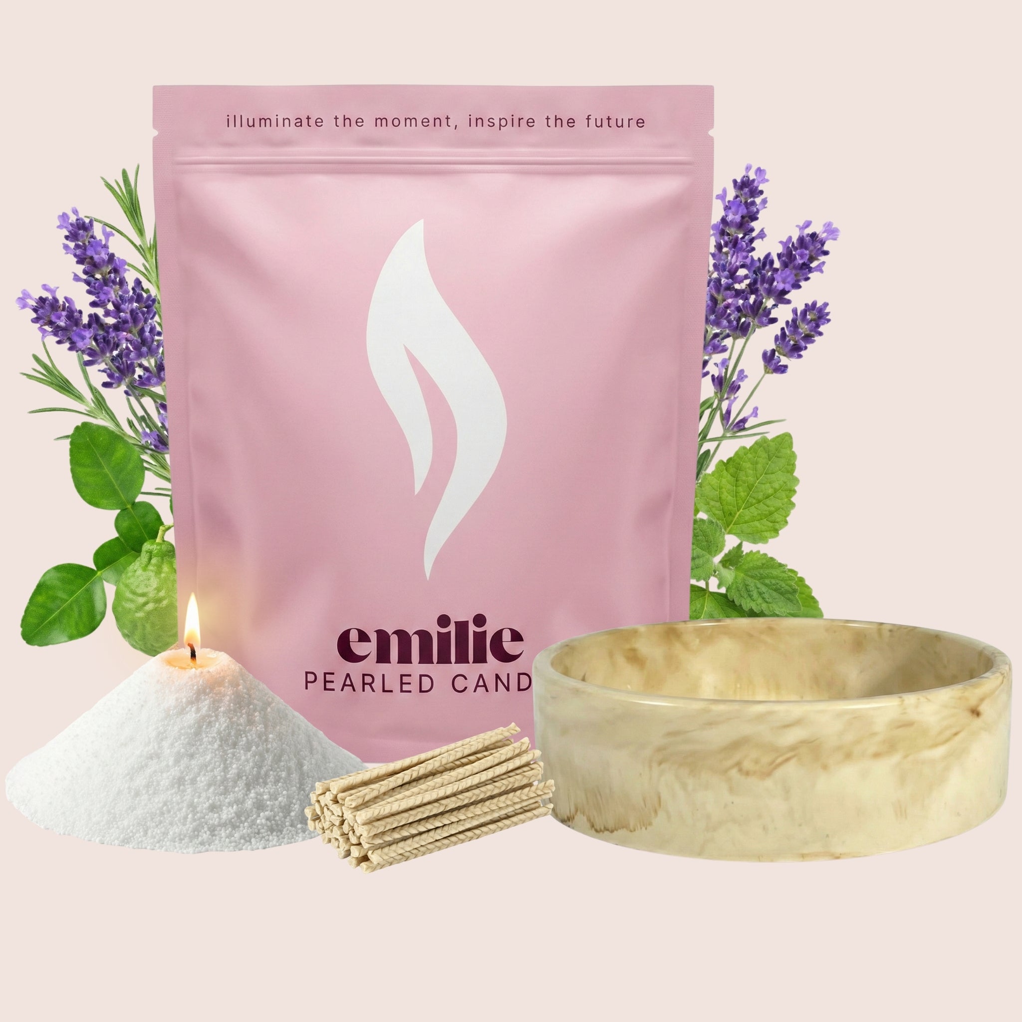 Scented White 500g + Emilie Bol Lumière Gift Set