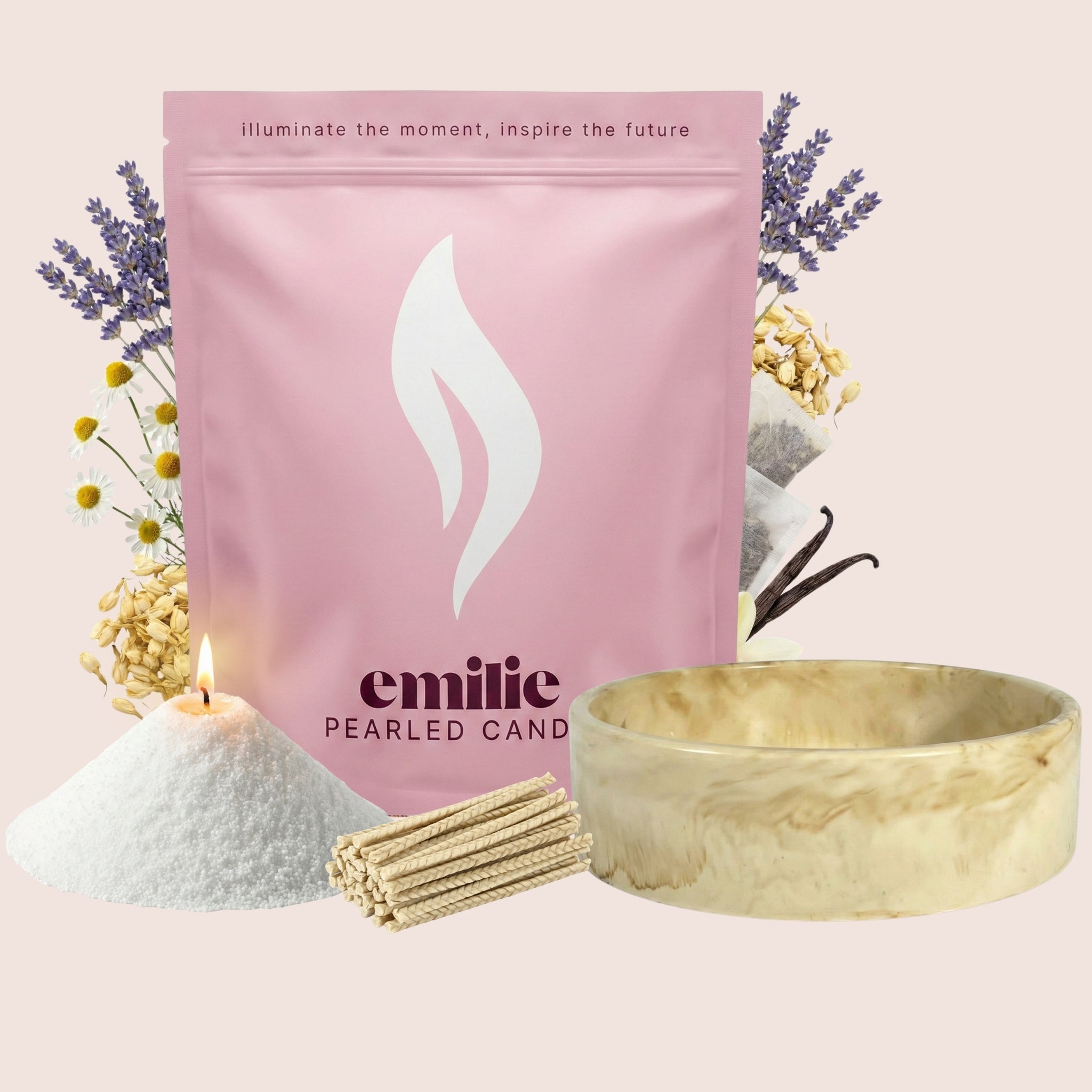 Scented White 500g + Emilie Bol Lumière Gift Set