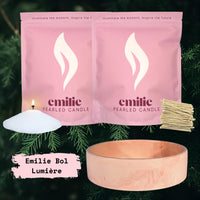Cedarwood 1kg + 1kg of Your Choice Pearled Candles + Emilie Bol Lumière