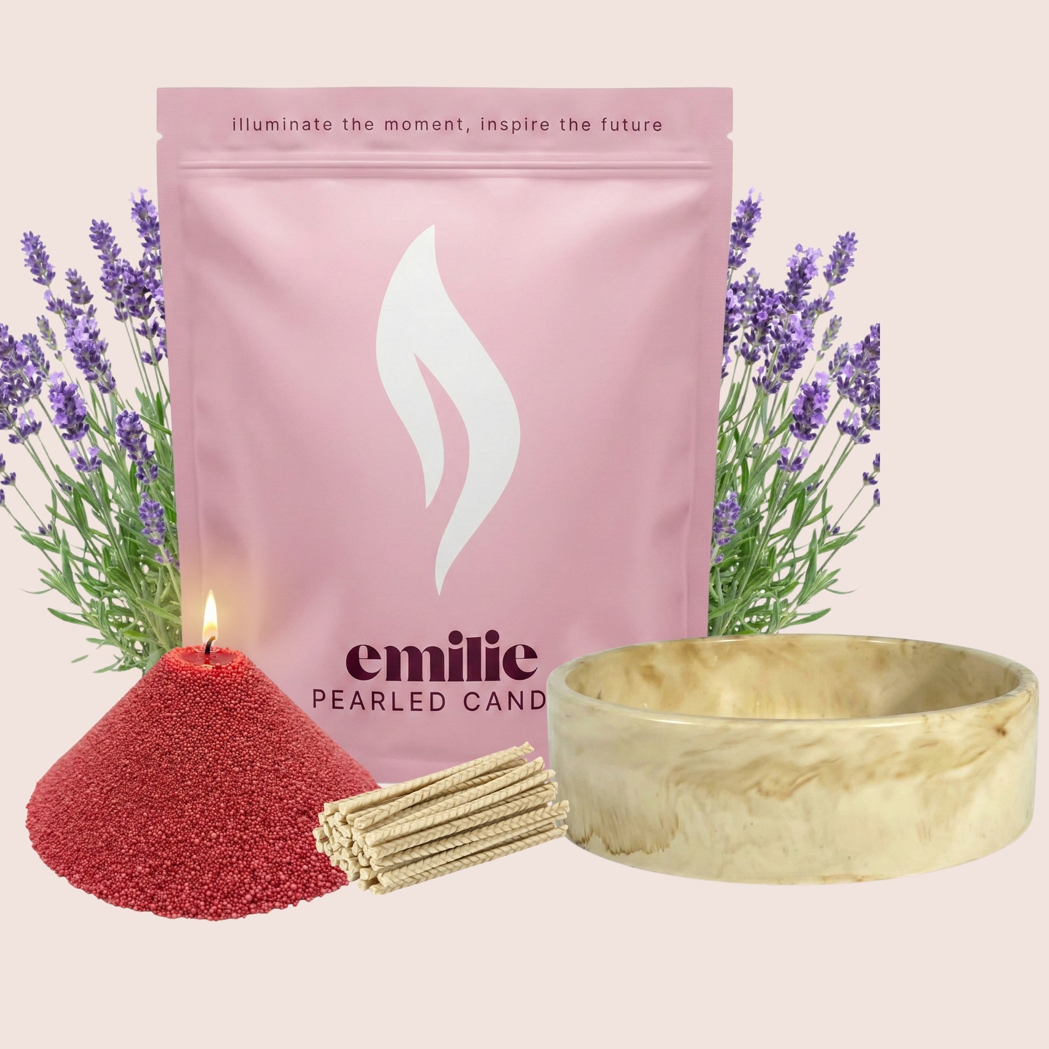 Lavender – 1kg Pearled Candle + Emilie Bol Lumière