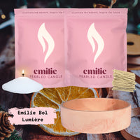 Clementine & Cinnamon 1kg + 1kg of Your Choice Pearled Candles + Emilie Bol Lumière