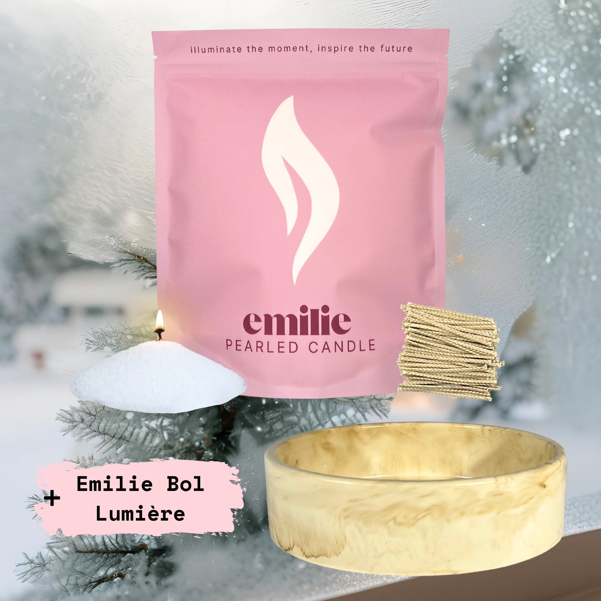 Frosted Wonderland – Set & Save Pearled Candle + Emilie Bol Lumière