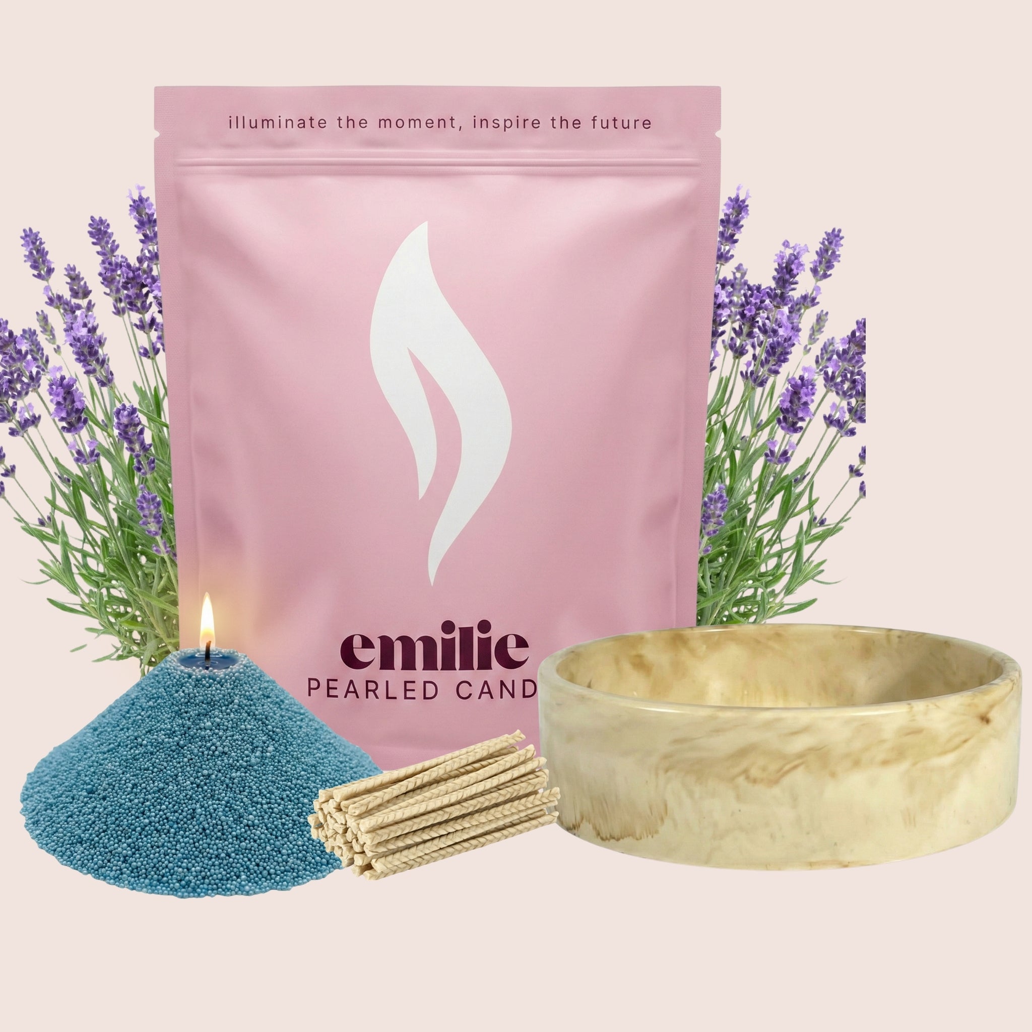 Lavender – 1kg Pearled Candle + Emilie Bol Lumière