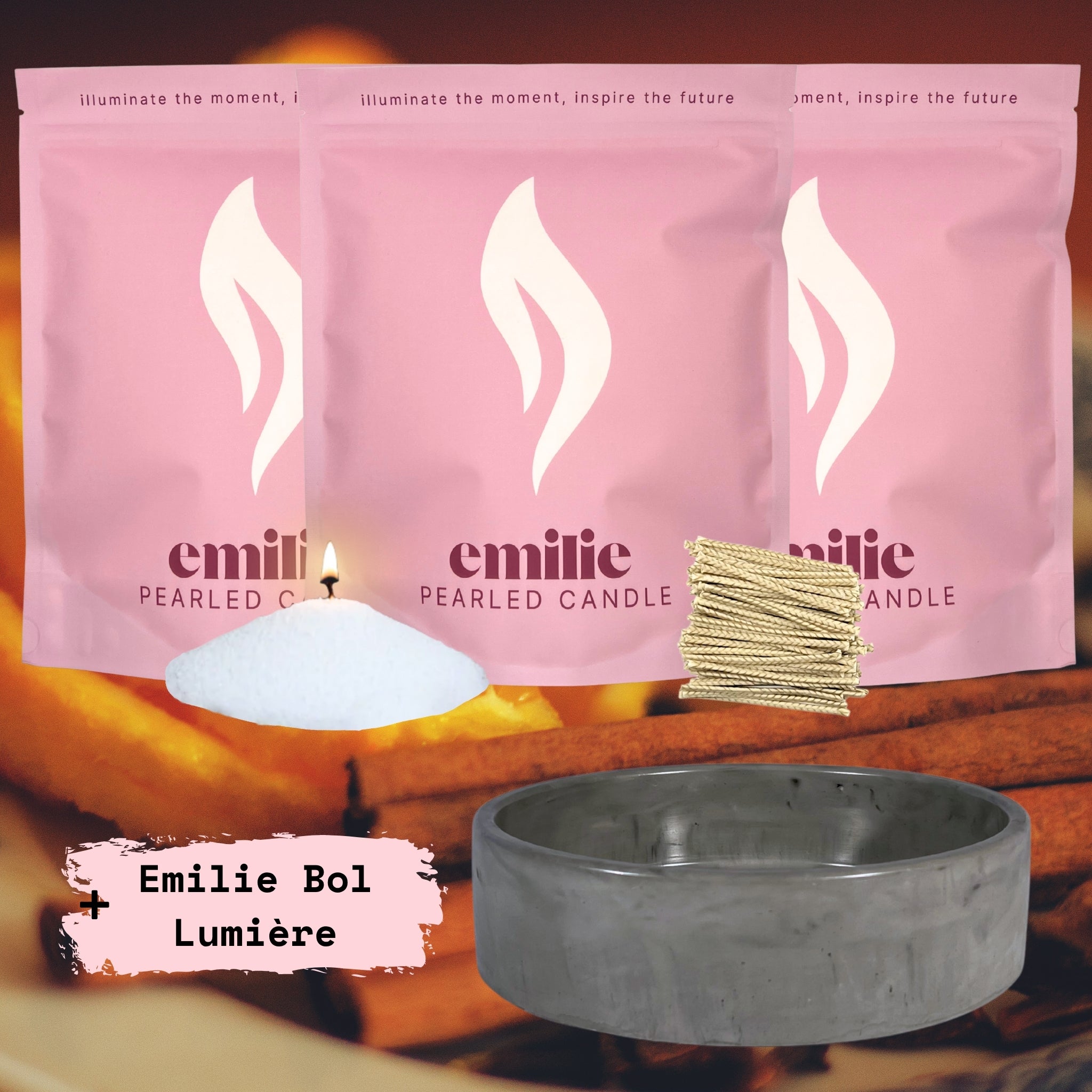 Christingle 1kg + 2x 1kg of Your Choice Pearled Candles + Emilie Bol Lumière