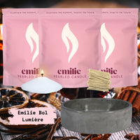 Mulled Wine 1kg + 2x 1kg of Your Choice Pearled Candles + Emilie Bol Lumière