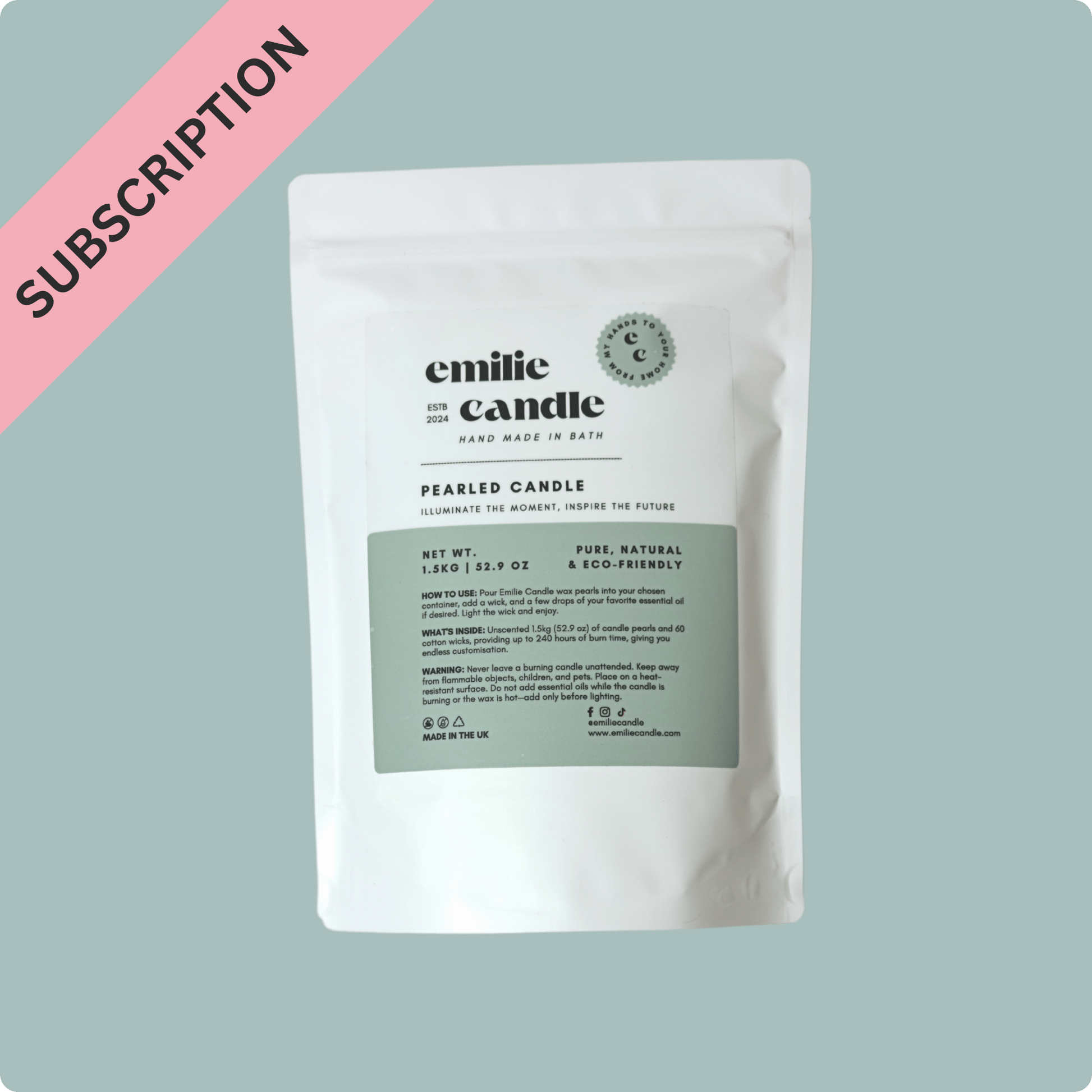 1.5kg Pearled Candle Unscented – Subscribe and Save - Emilie Candle