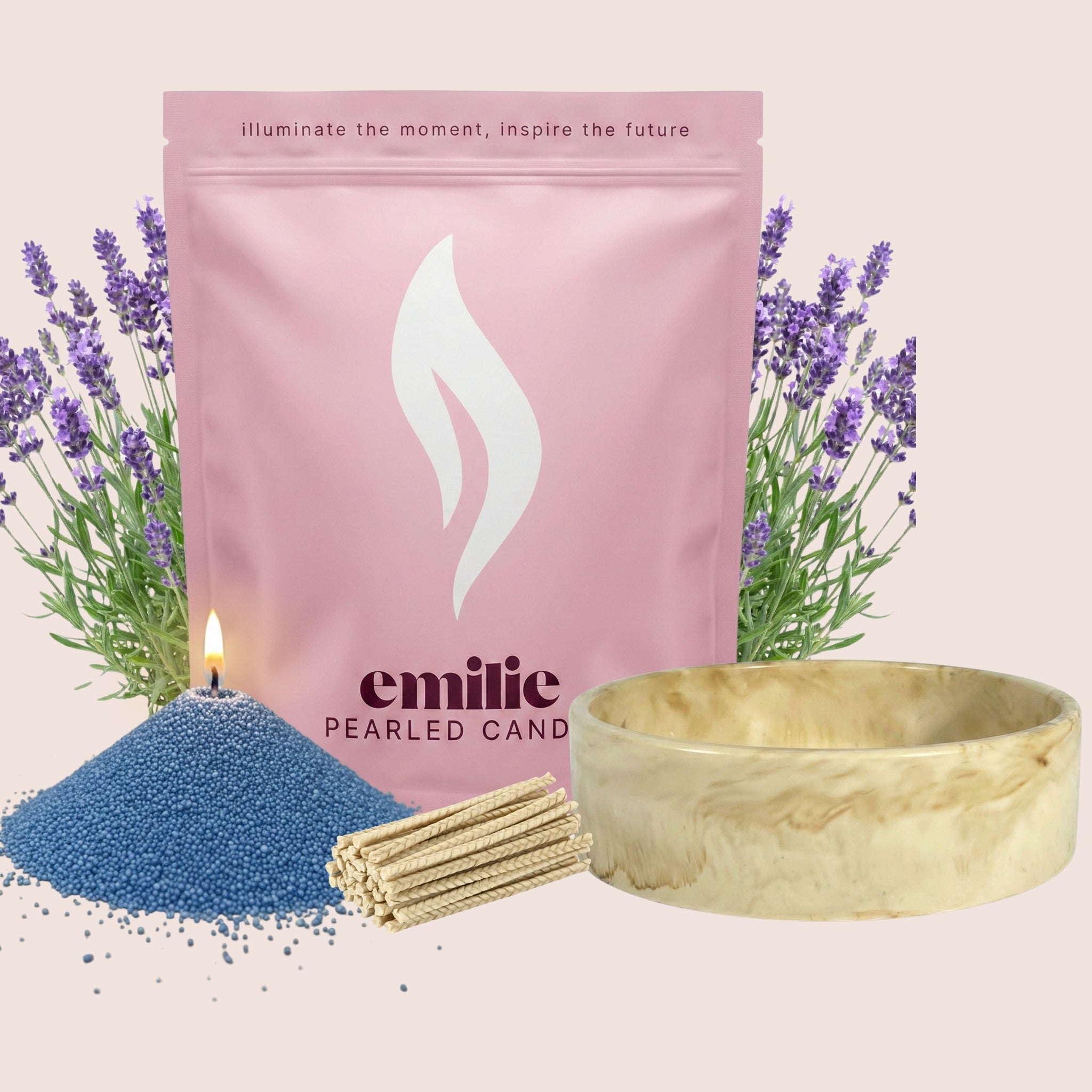 Lavender – 1kg Pearled Candle + Emilie Bol Lumière