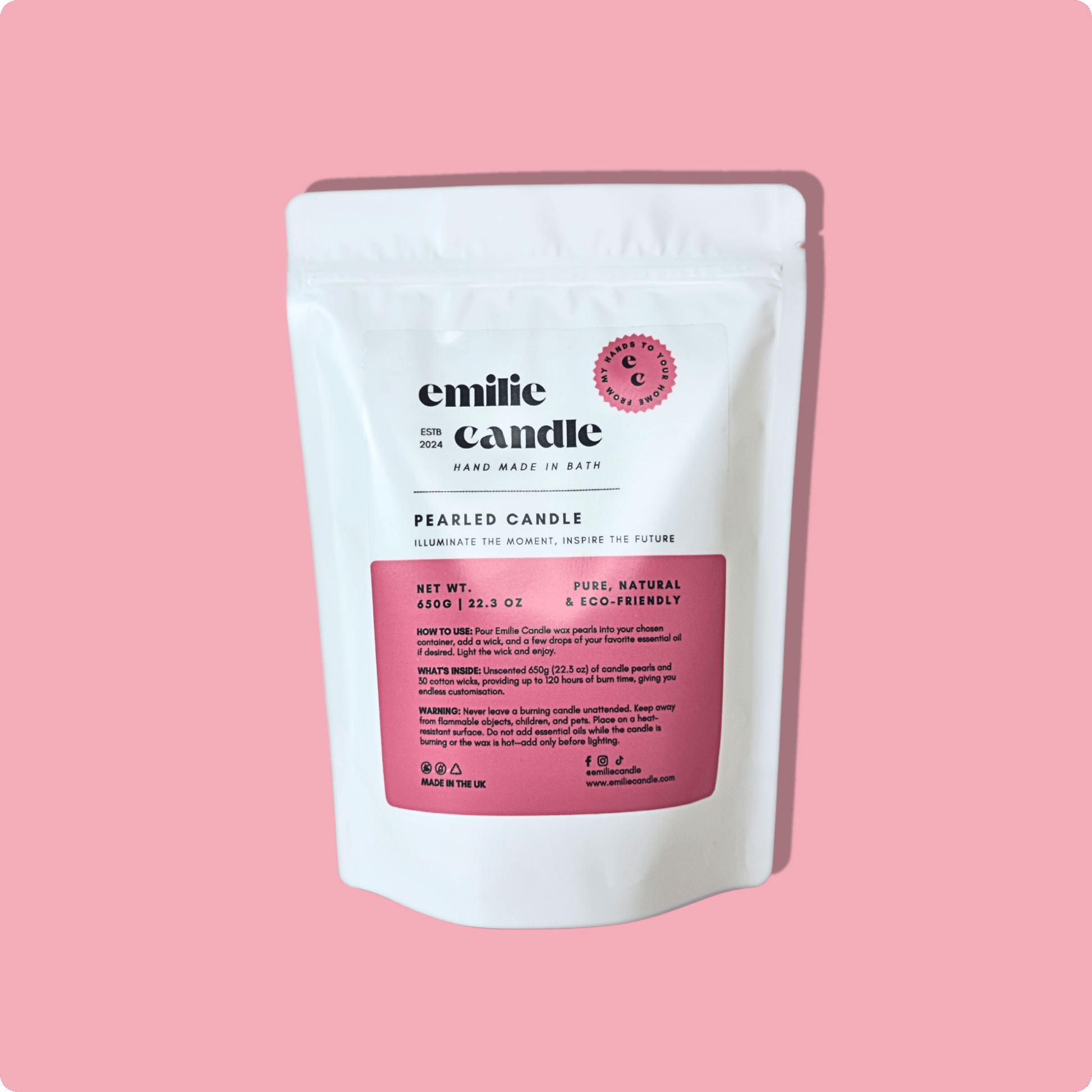 22.3 OZ Pearled Candle Unscented - Emilie Candle
