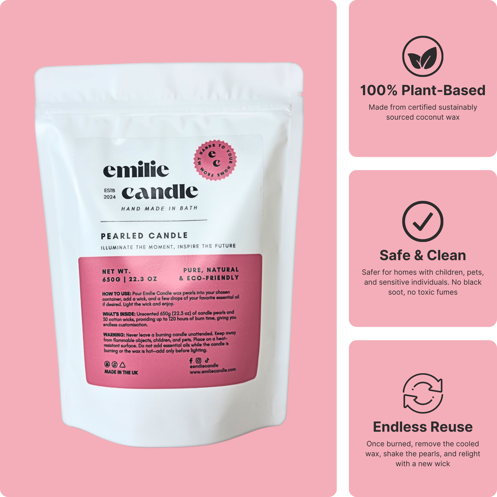 Emilie Pearled Candle – Unscented