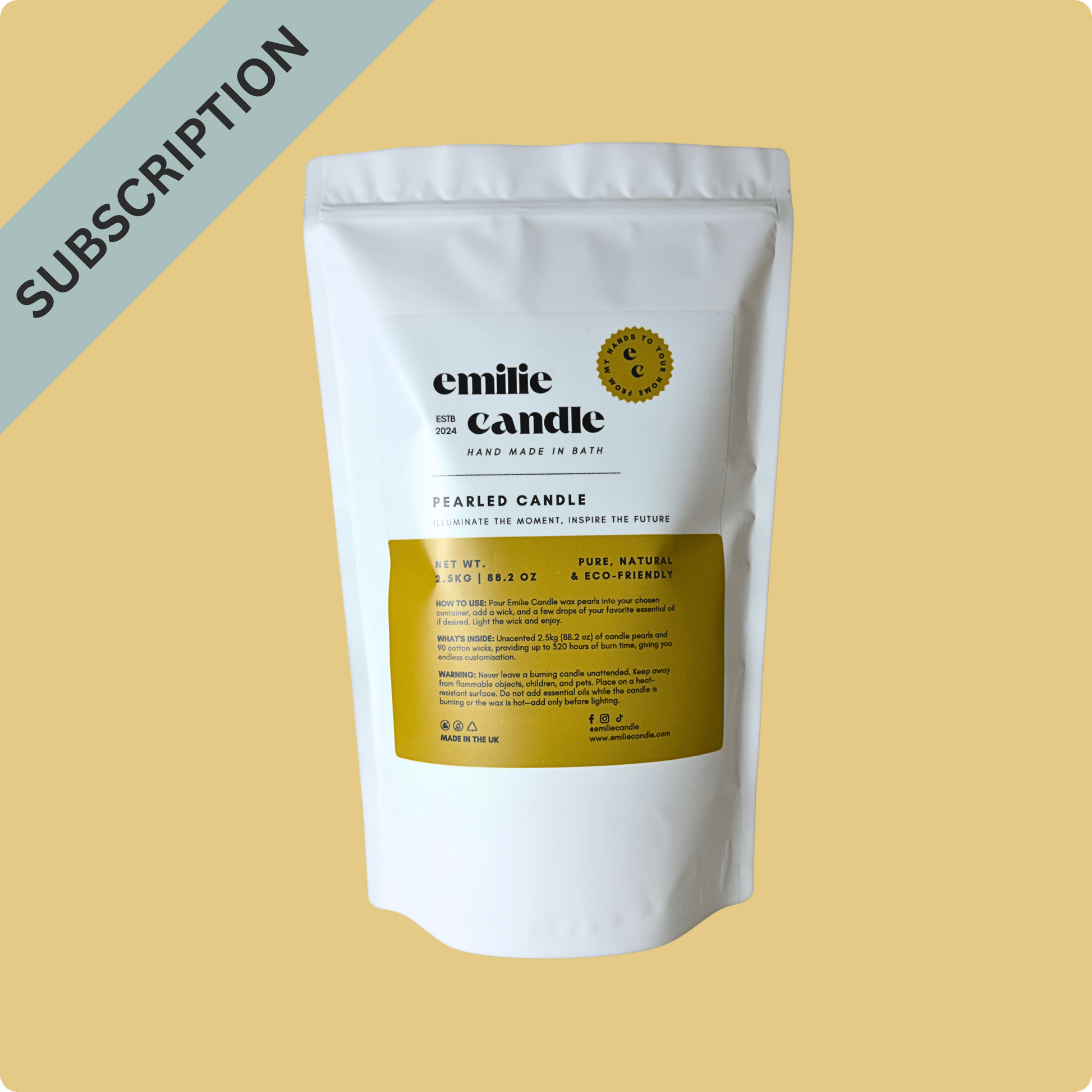 2.5kg Pearled Candle Unscented - Subscribe & Save - Emilie Candle