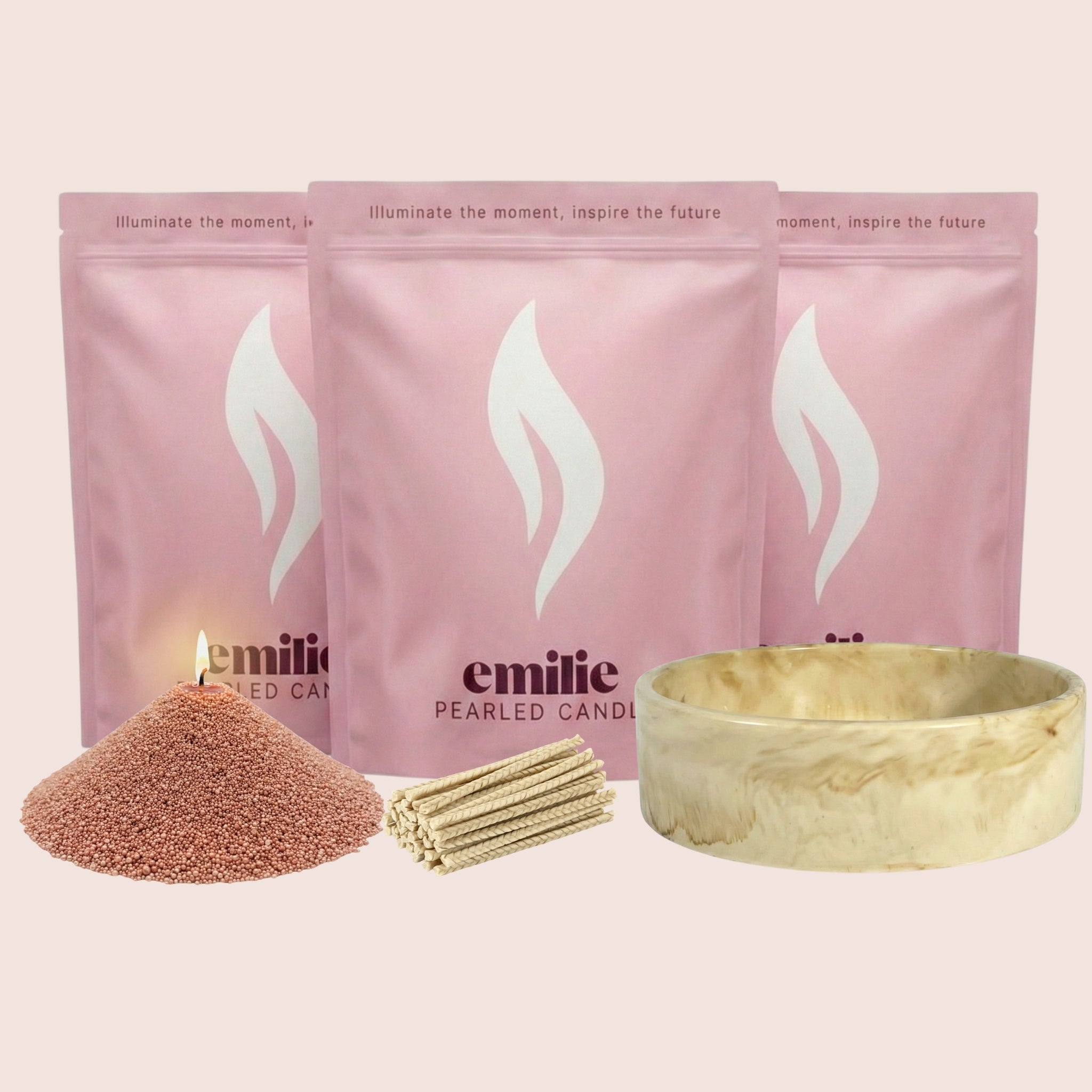 Unscented Coloured Trio 500g + Emilie Bol Lumière Gift Set