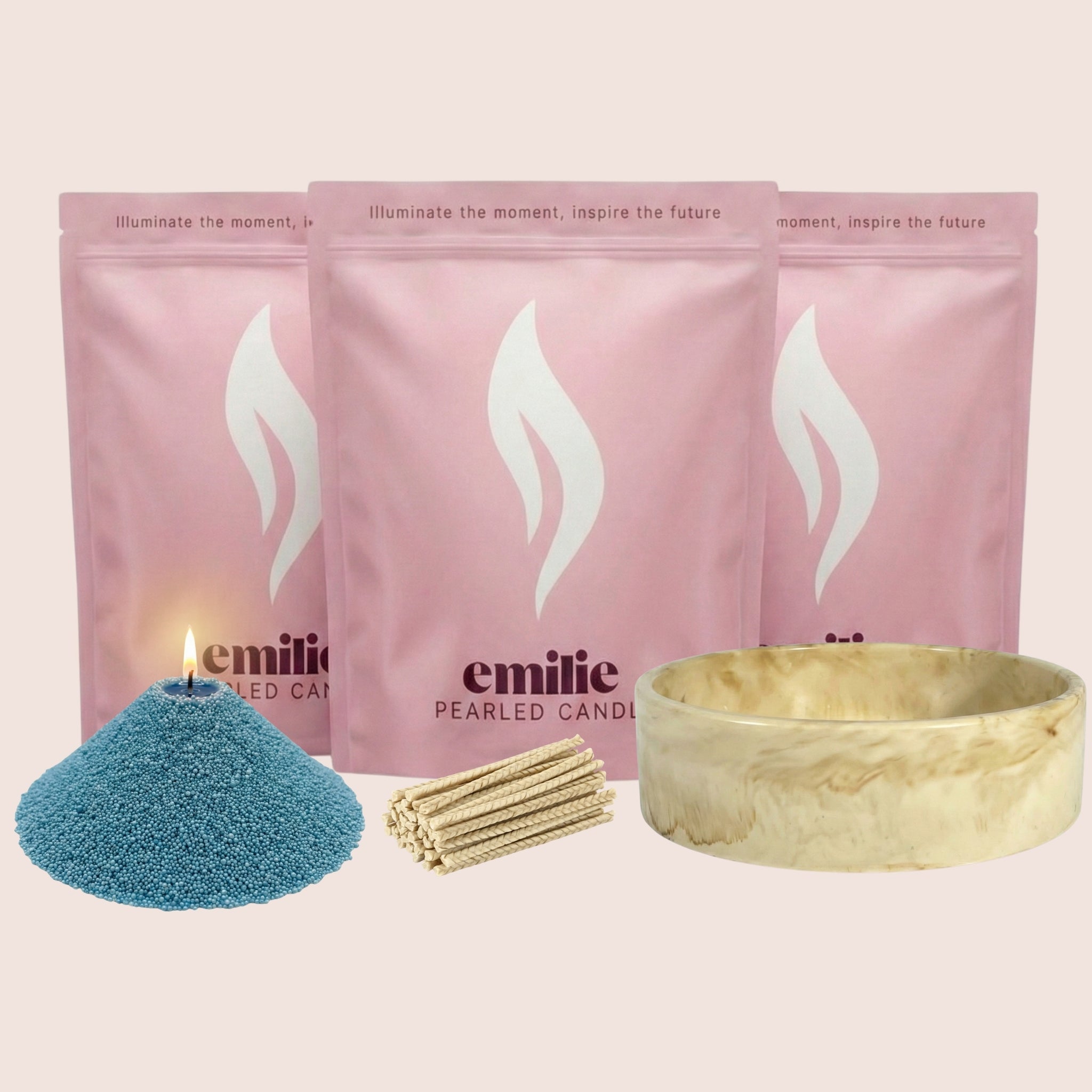 Unscented Coloured Trio 500g + Emilie Bol Lumière Gift Set