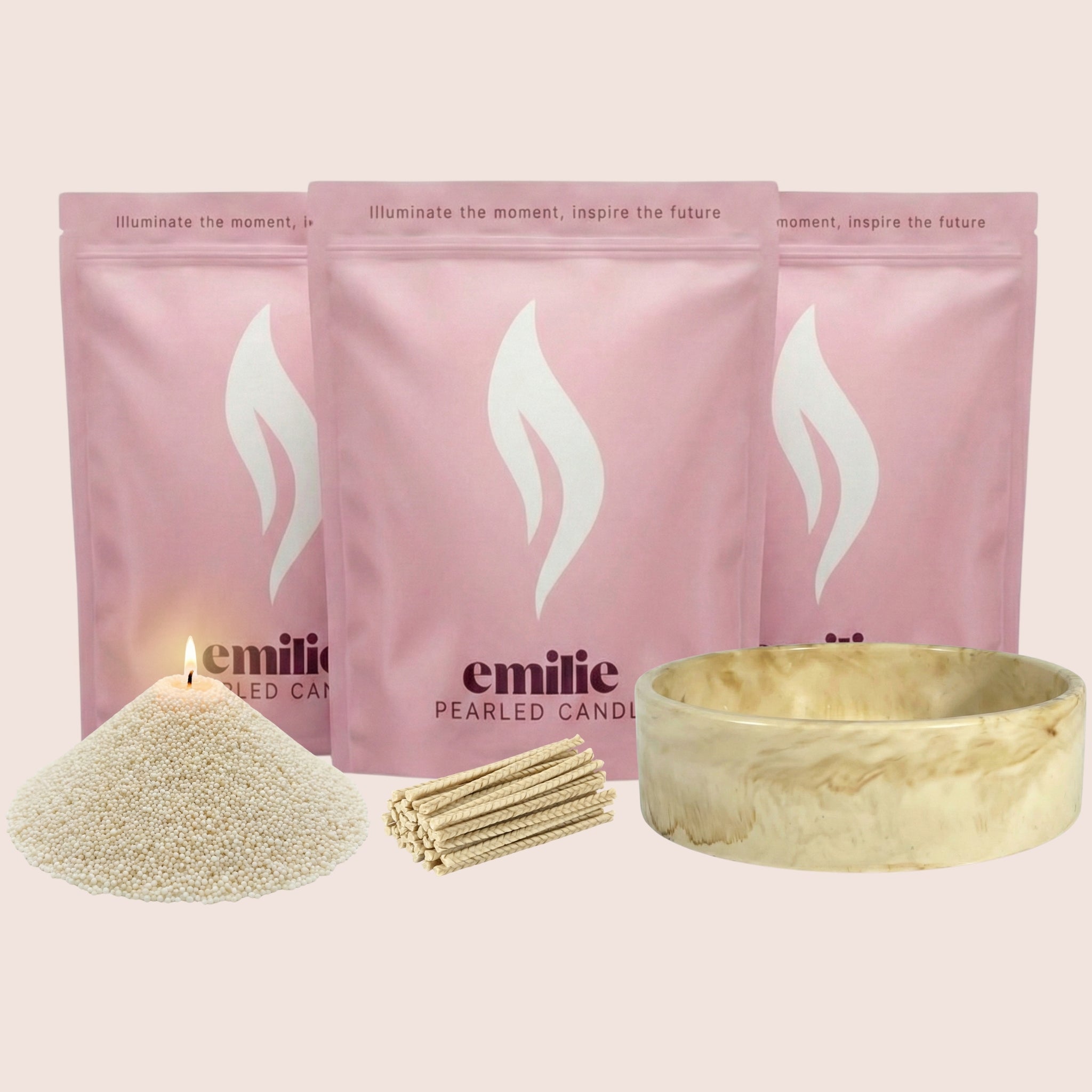 Unscented Coloured Trio 500g + Emilie Bol Lumière Gift Set