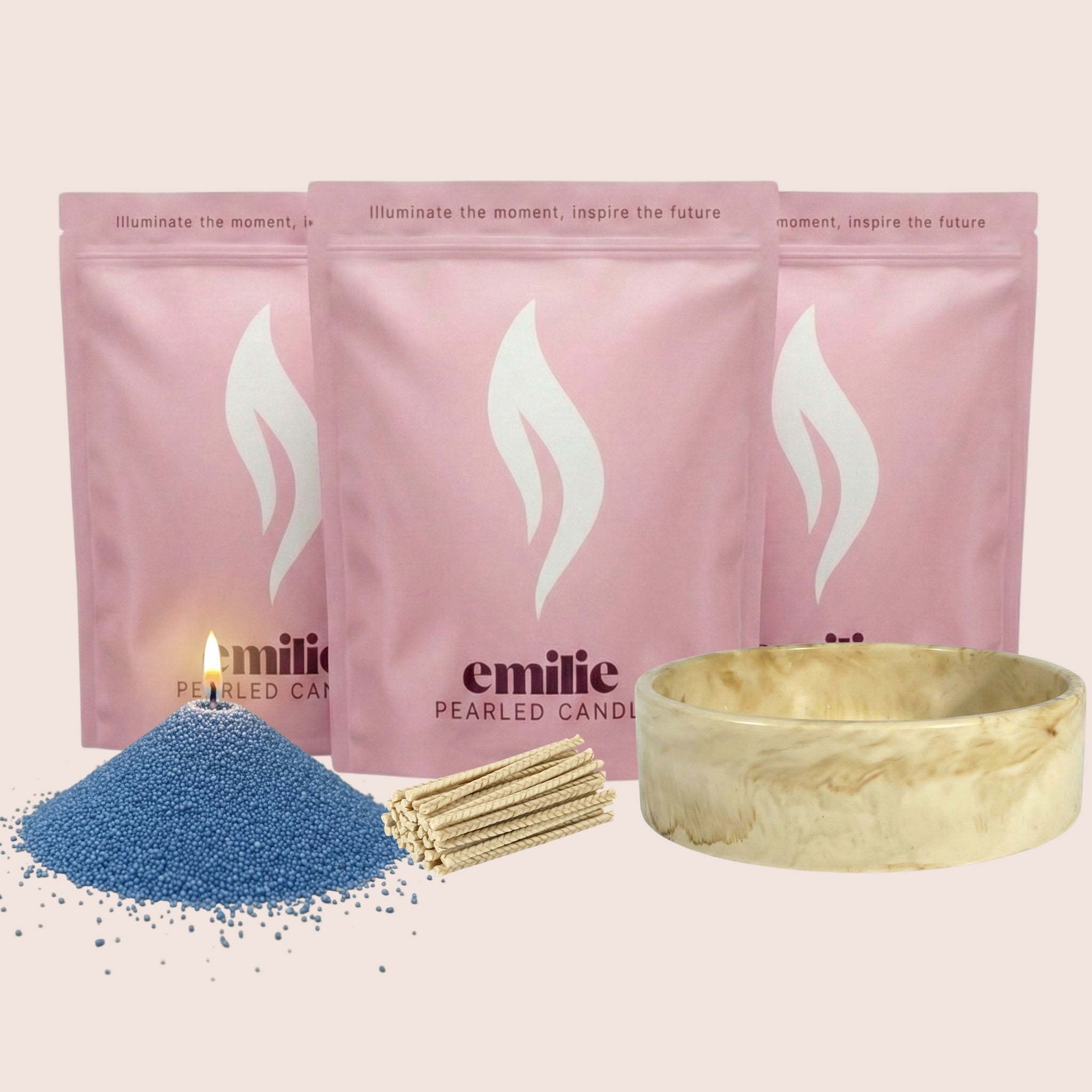 Unscented Coloured Trio 500g + Emilie Bol Lumière Gift Set