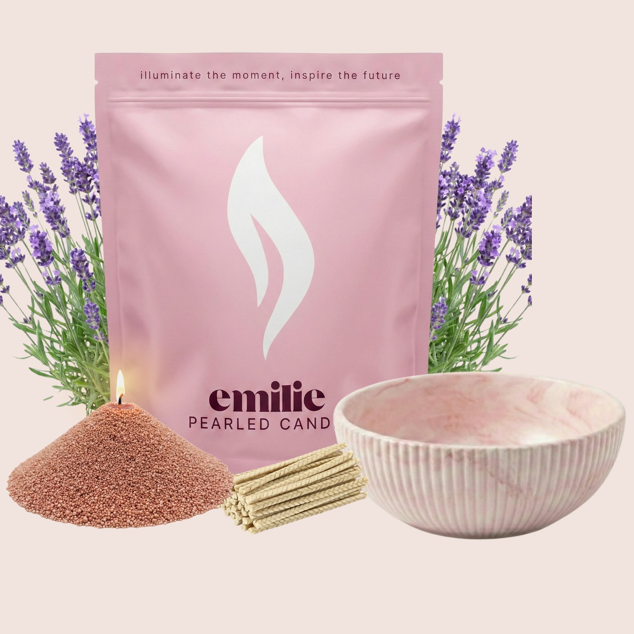 Lavender – 1kg Pearled Candle + Emilie Bol Halo