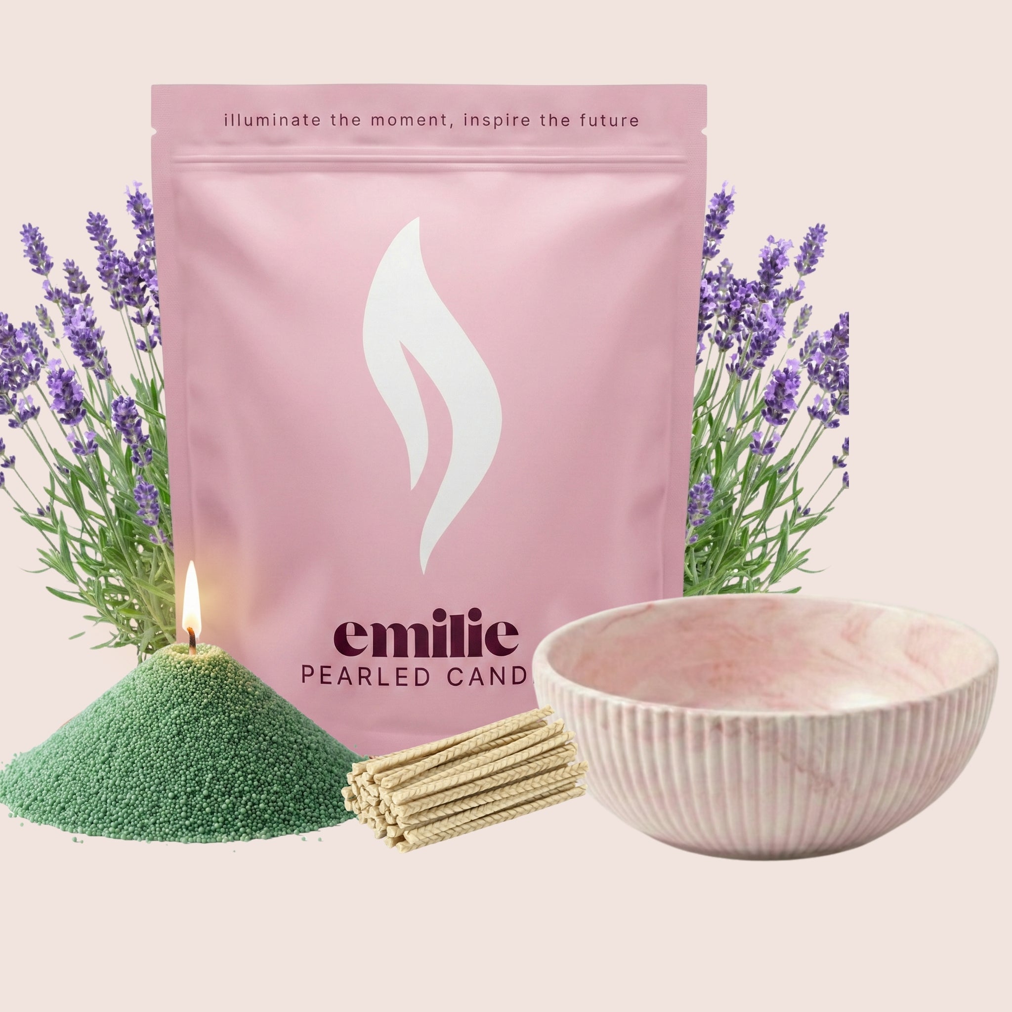 Lavender – 1kg Pearled Candle + Emilie Bol Halo