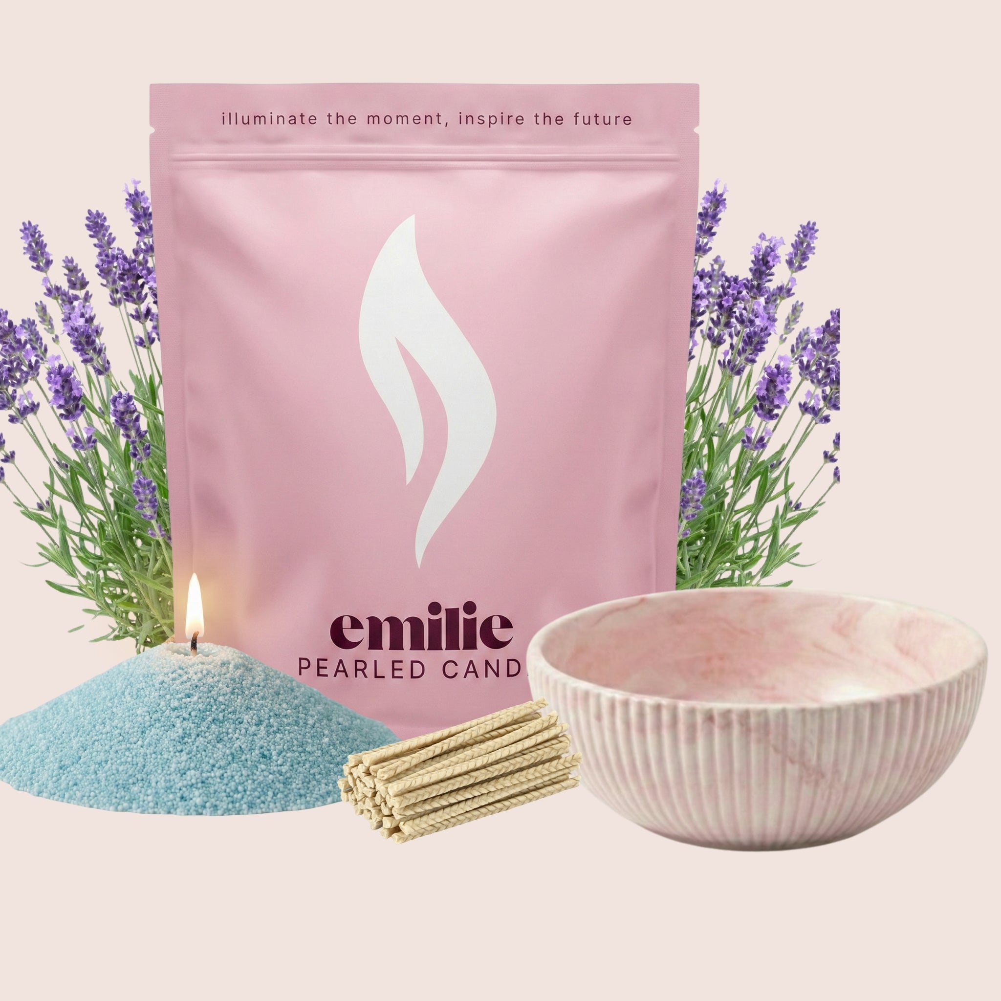 Lavender – 1kg Pearled Candle + Emilie Bol Halo
