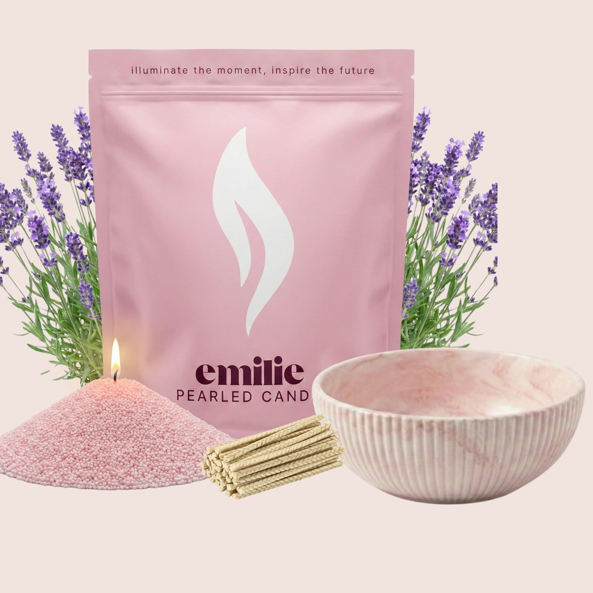 Lavender – 1kg Pearled Candle + Emilie Bol Halo