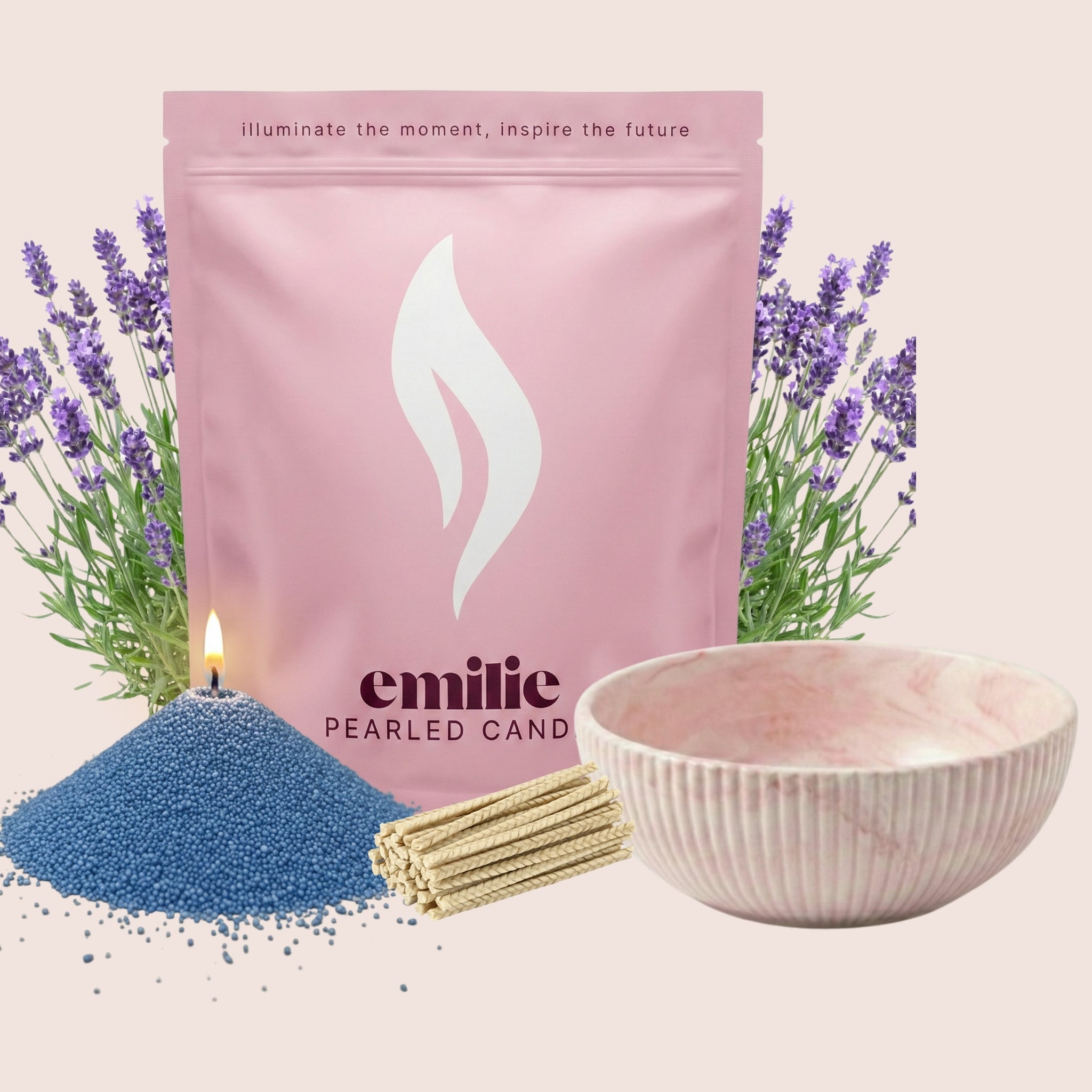 Lavender – 1kg Pearled Candle + Emilie Bol Halo