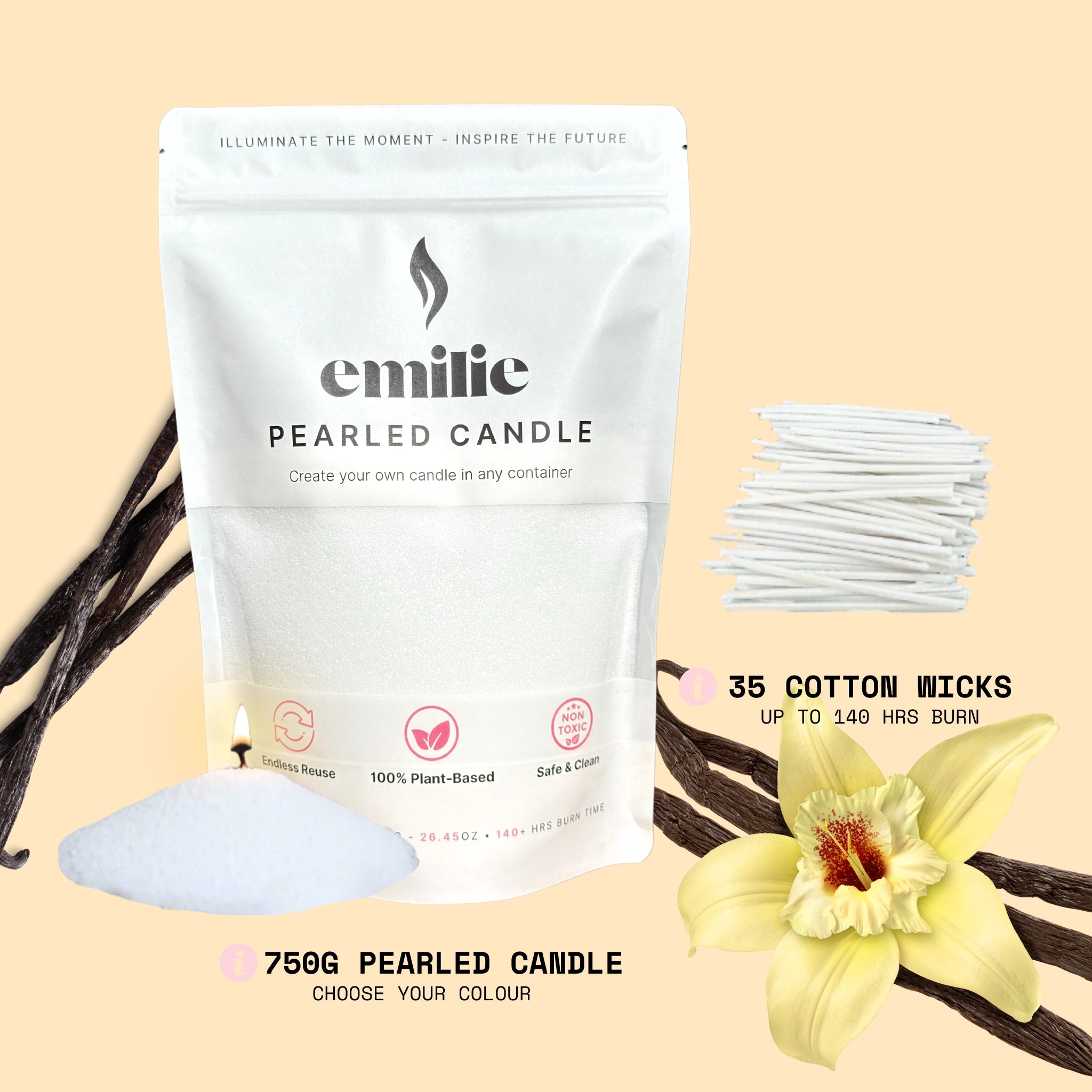 Vanilla Scented Pearled Candle