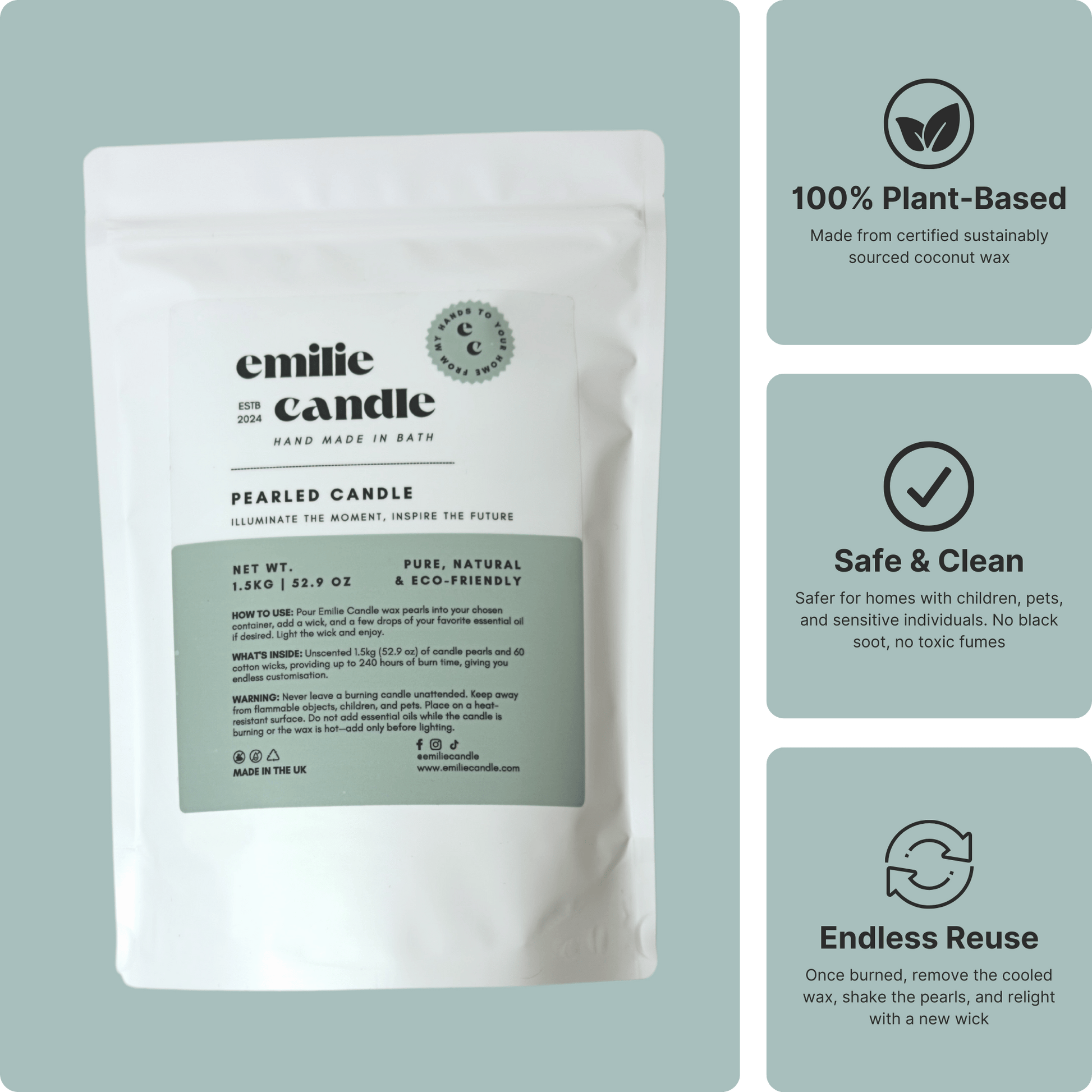 52.91 OZ Pearled Candle Unscented - Emilie Candle
