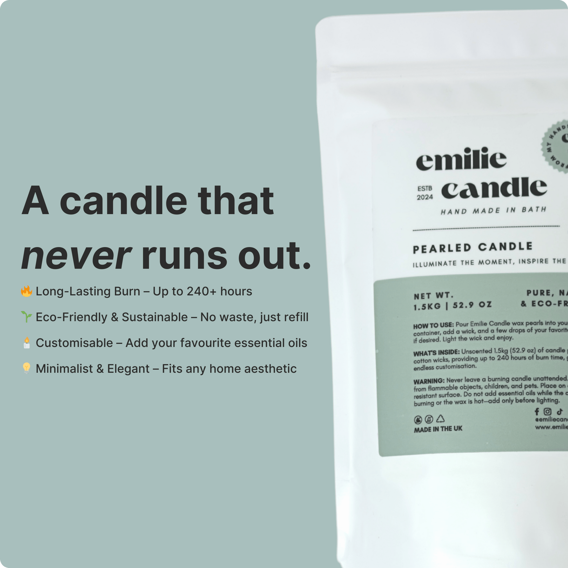 52.91 OZ Pearled Candle Unscented - Emilie Candle