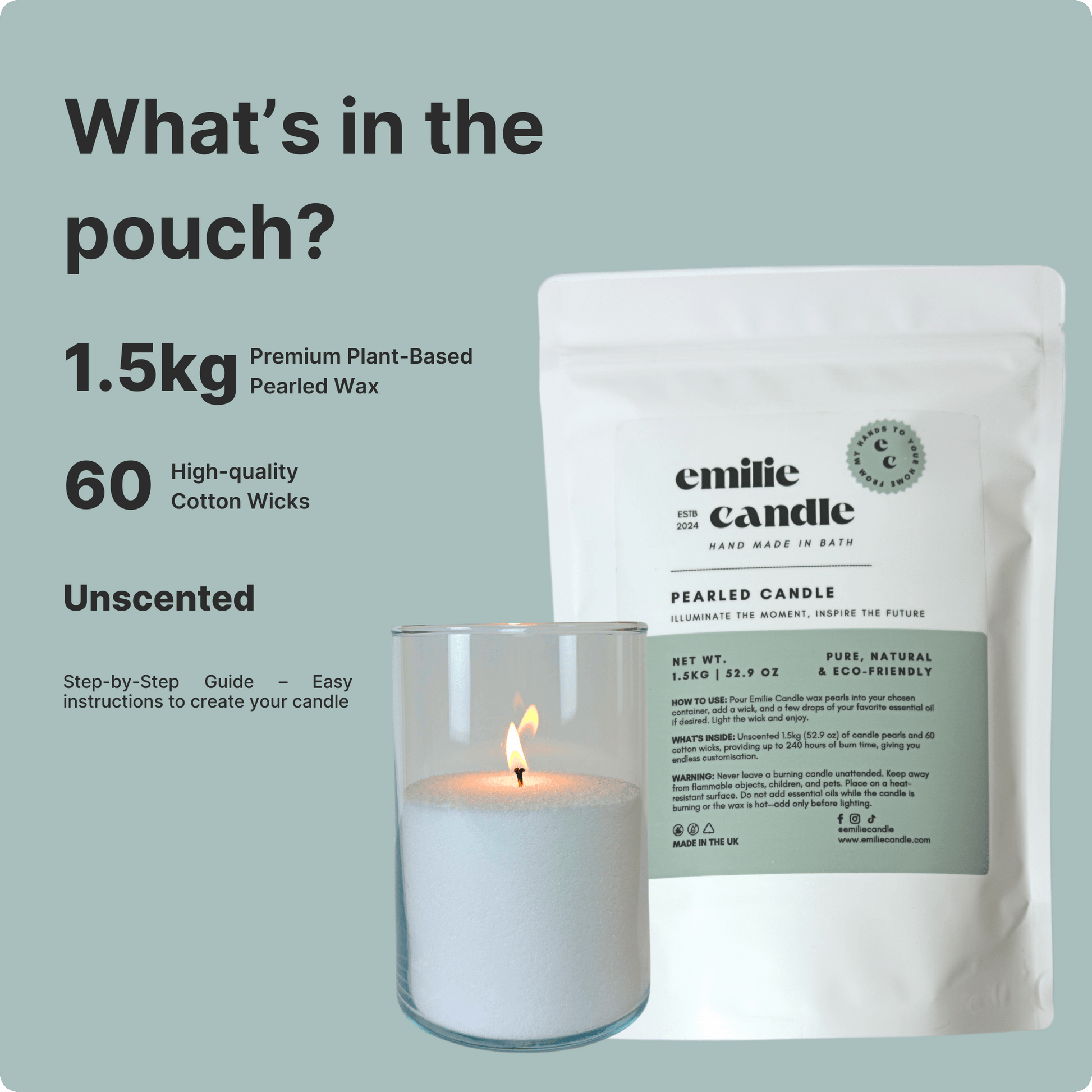 52.91 OZ Pearled Candle Unscented - Emilie Candle
