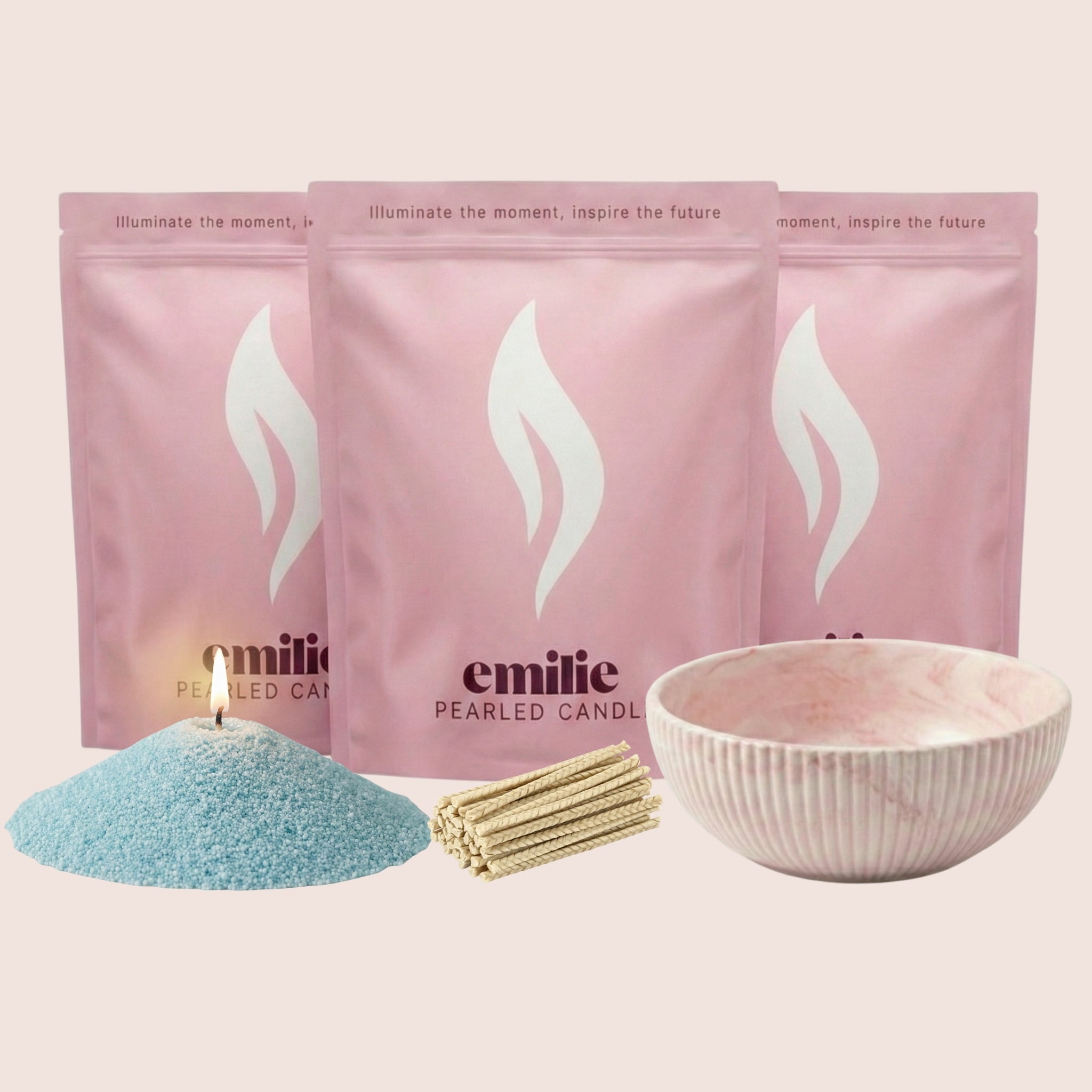 Unscented Coloured Trio 500g + Emilie Bol Halo Gift Set