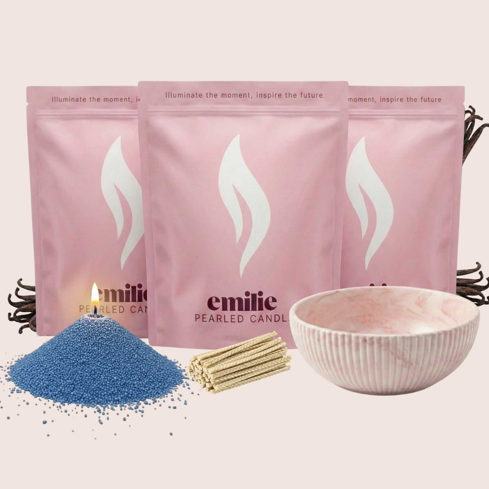 NEU! Emilie Perlenkerze – Beduftet // 750 g