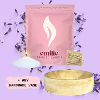 Lavender – 1kg Pearled Candle + Handmade Vase