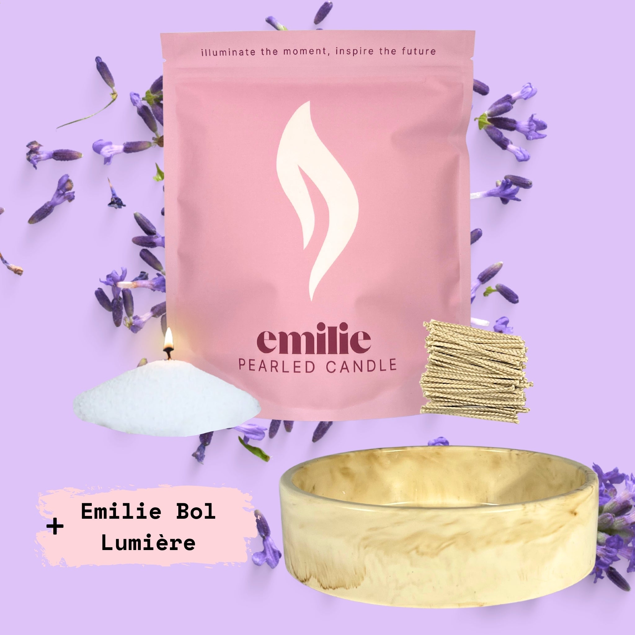 Lavender – 1kg Pearled Candle + Emilie Bol Lumière