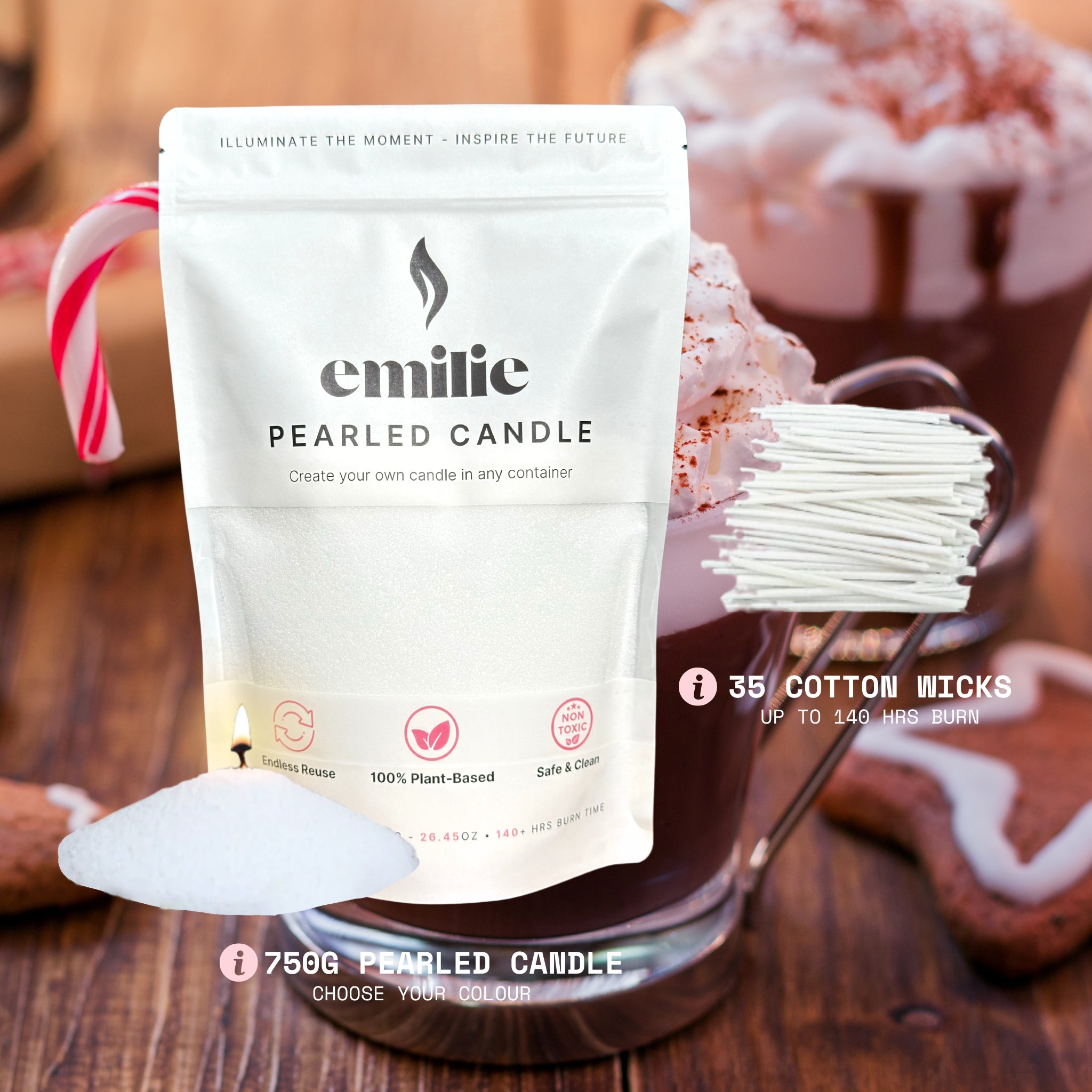 Hot Chocolate & Macaroon Scented Pearled Candle