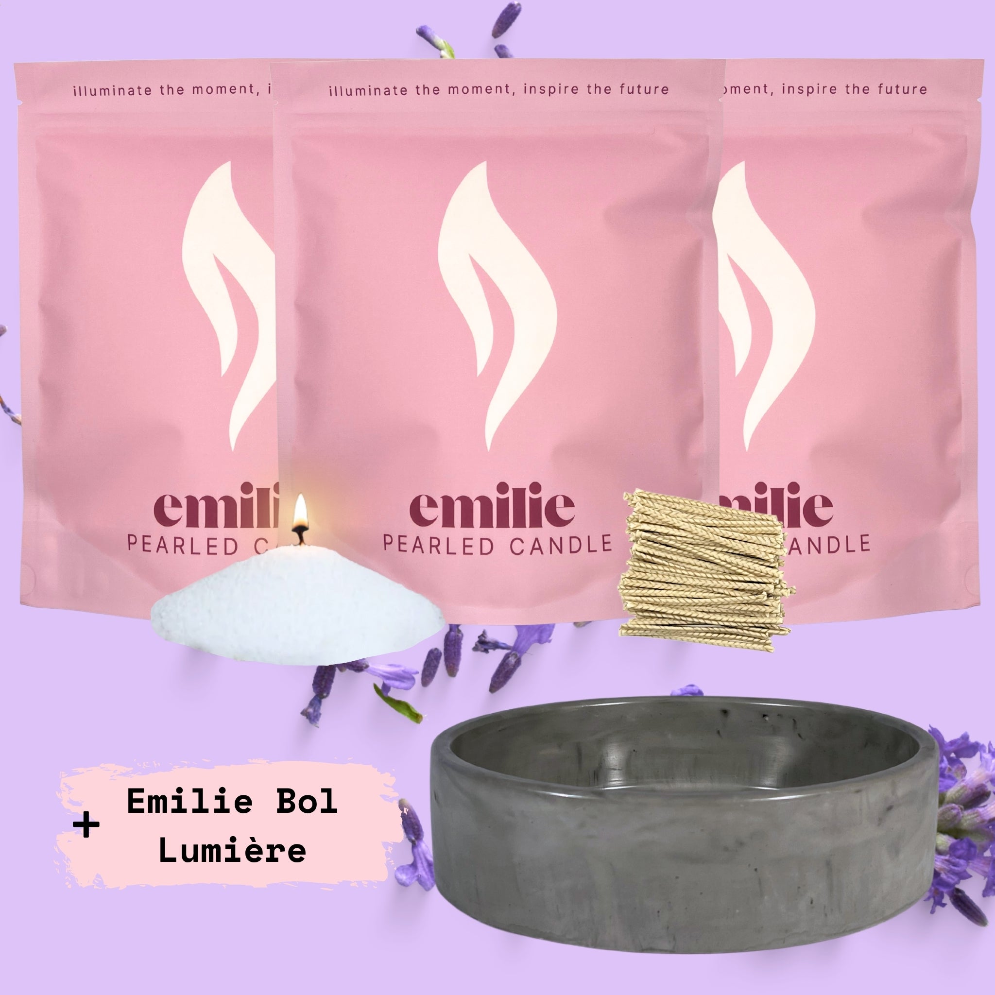 Lavender – 3kg Pearled Candle + Emilie Bol Lumière
