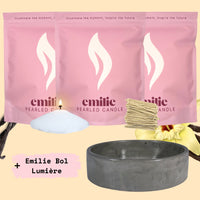 Vanilla 1kg + 2x 1kg of Your Choice Pearled Candles + Emilie Bol Lumière