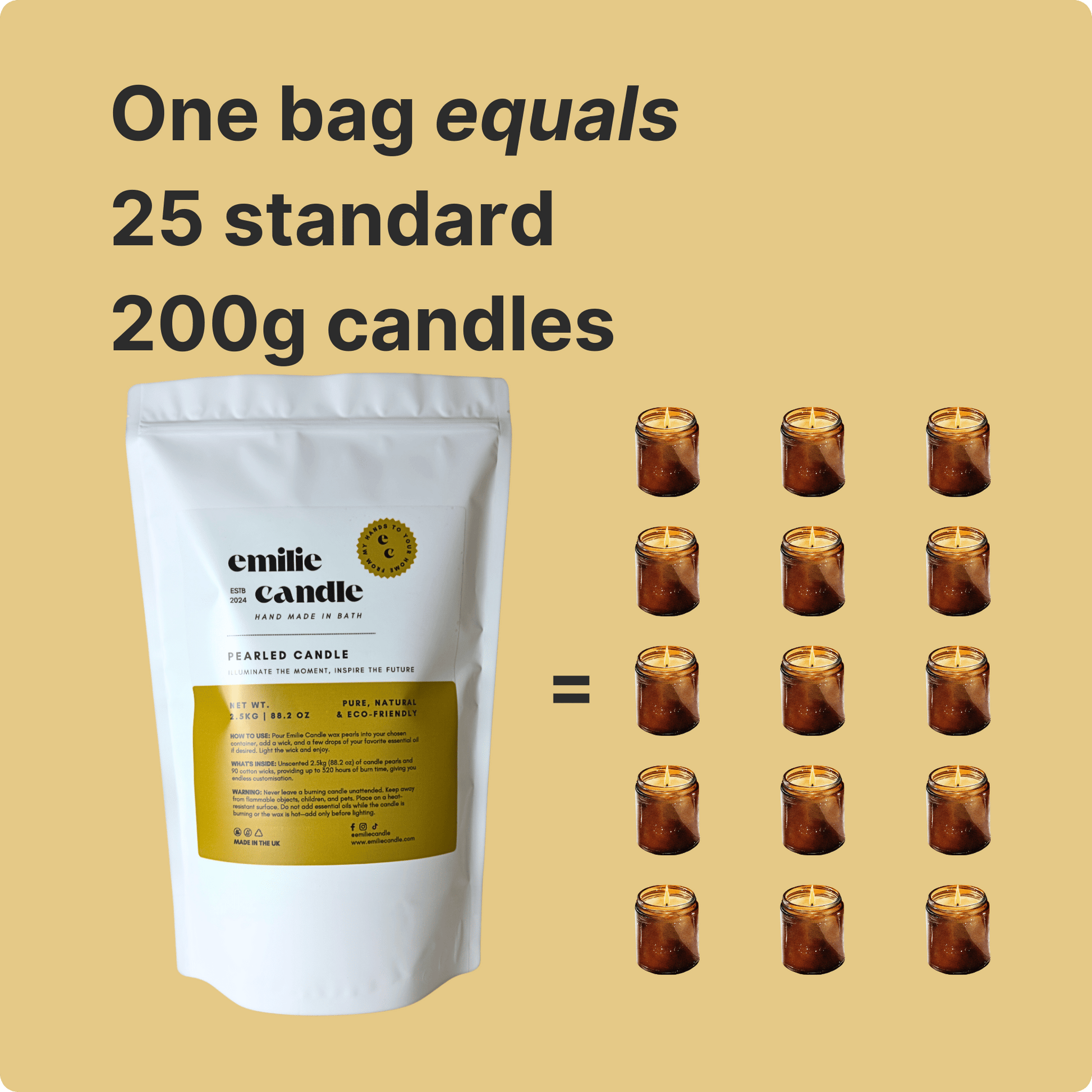88.18 OZ Pearled Candle Unscented - Emilie Candle