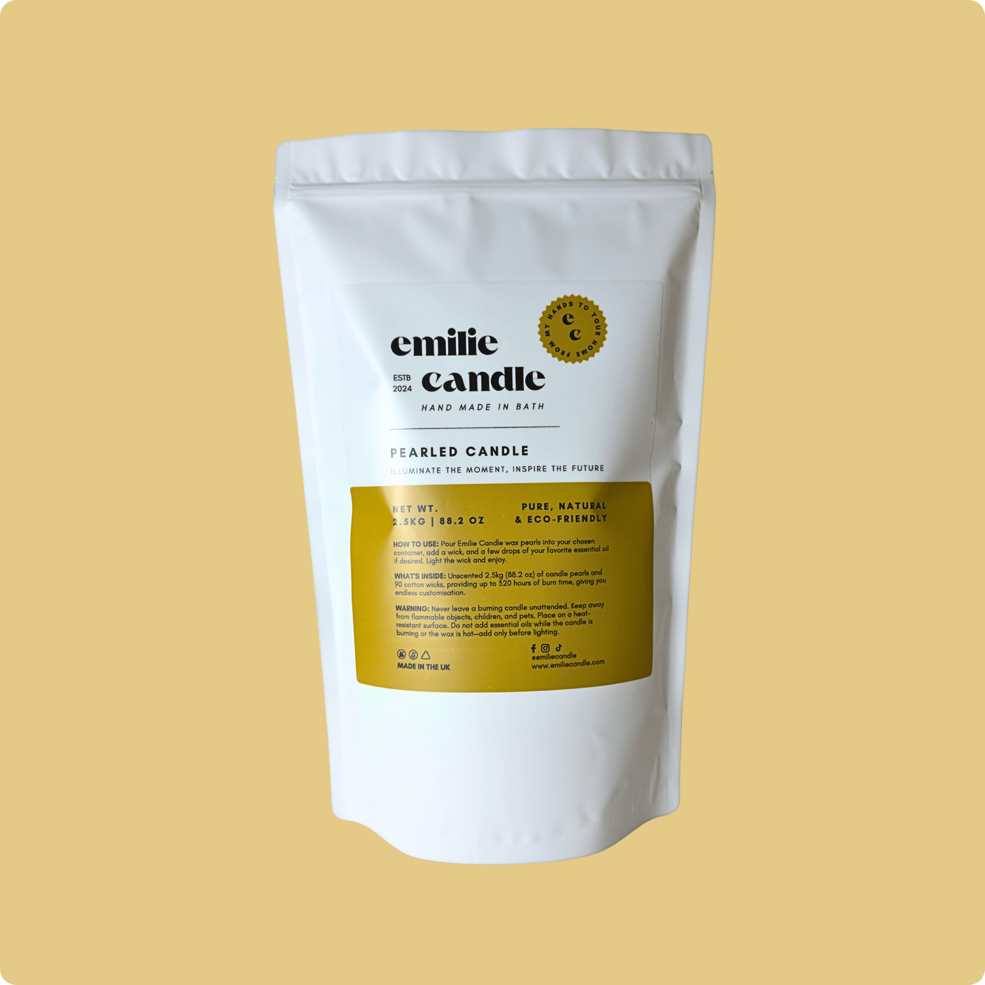 88.18 OZ Pearled Candle Unscented - Emilie Candle
