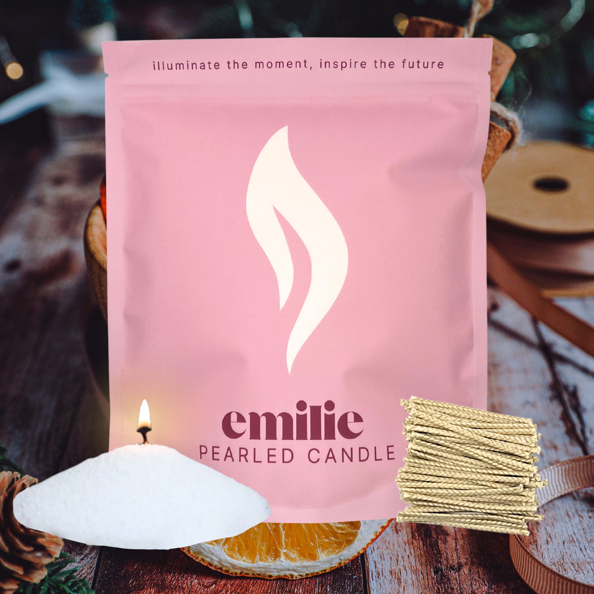 Clementine & Cinnamon Scented Pearled Candle