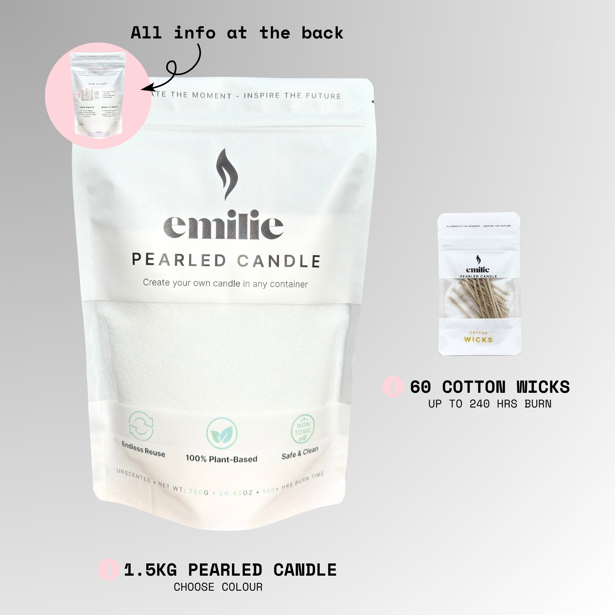 Emilie Pearled Candle – Unscented // 1.5kg