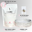 Emilie Pearled Candle Set – 750G + Handmade Twilight Veil Vase + 35 Wicks