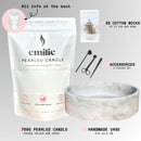 Emilie Pearled Candle Set – 750G + Handmade Twilight Veil Vase + Accessories + 35 Wicks