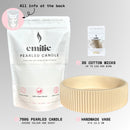 Emilie Pearled Candle Set – 750G + Handmade Sunstone Ridge Vase + 35 Wicks