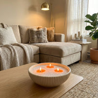 Plant based wax pearls used in a refillable luxury candle