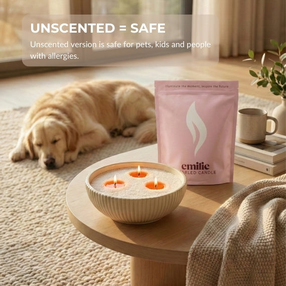 Unscented – 1kg Pearled Candle + Emilie Bol Lumière