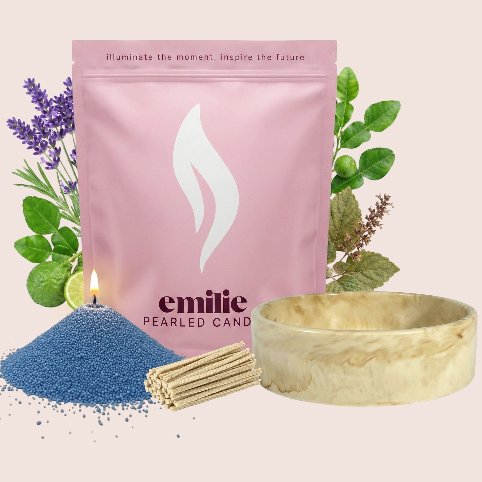 Calm – Set & Save Pearled Candle + Emilie Bol Lumière - Emilie Candle