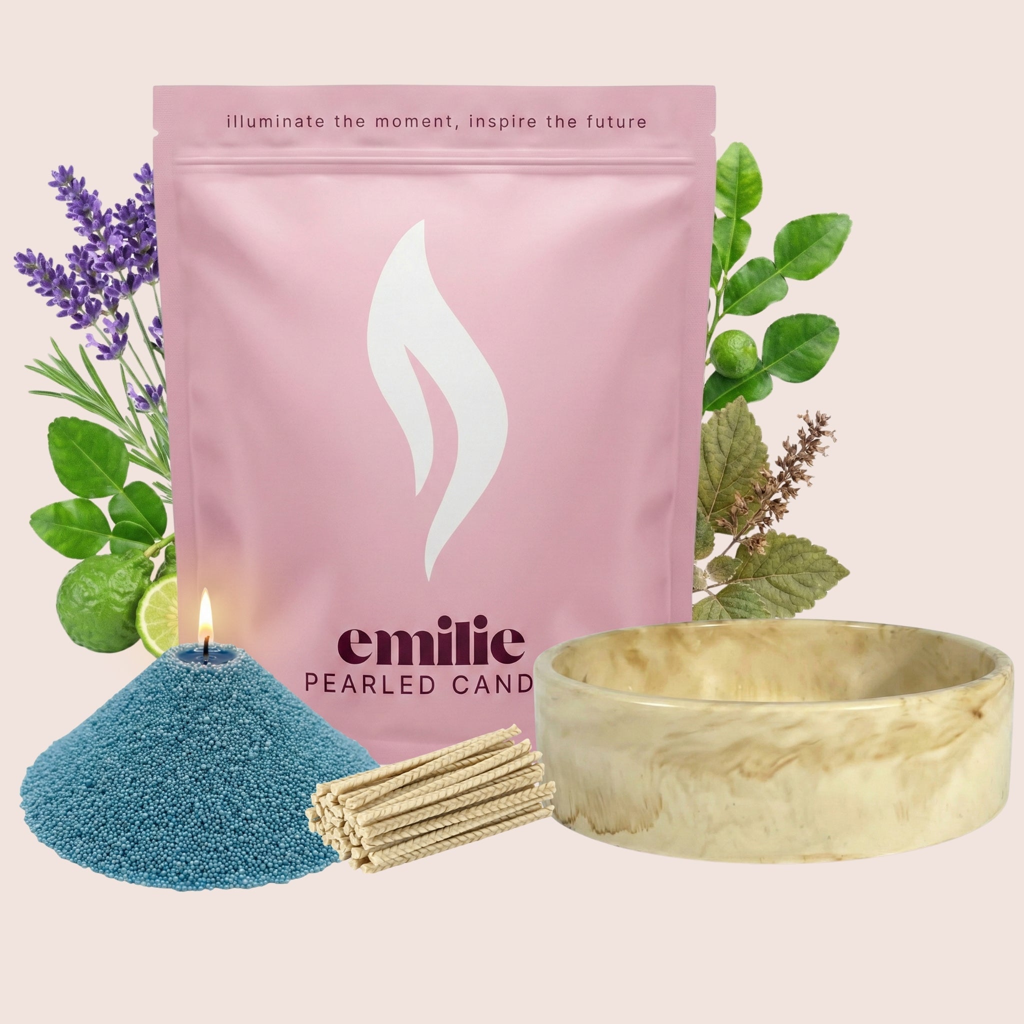 Calm – Set & Save Pearled Candle + Emilie Bol Lumière - Emilie Candle