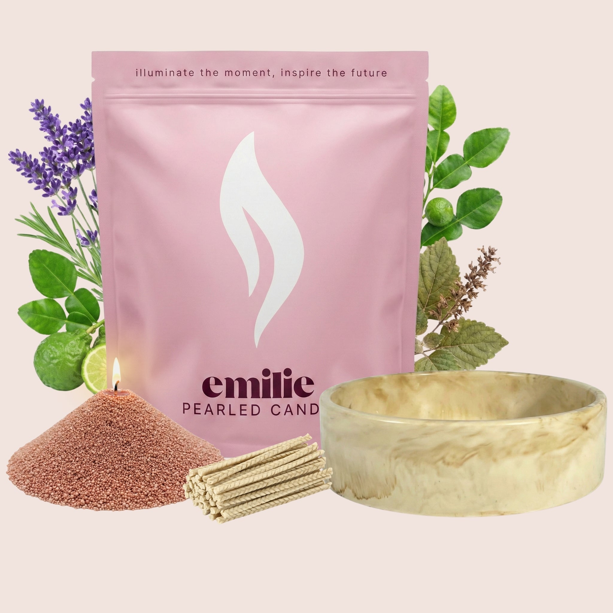 Calm – Set & Save Pearled Candle + Emilie Bol Lumière - Emilie Candle